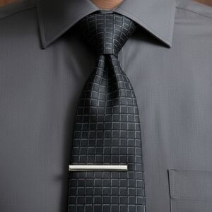 Calvin Klein Silk Tie Black Gold Cream Square Windowpane Formal Classy 3.5" Wide